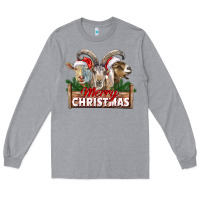 Heather Grey Merry Christmas Goats Long Sleeve Tee - LillyAllenDesigns