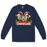 Navy Merry Christmas Goats Long Sleeve Tee - LillyAllenDesigns