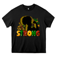 Black She is strong Black History Heavy Core Tee - HowdyJamesFarm