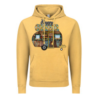 Vintage Mustard Happy Camper Vintage Hoodie - CowhideDigitalArt