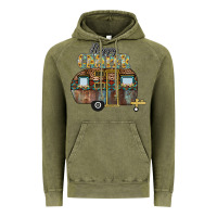 Vintage Olive Happy Camper Vintage Hoodie - CowhideDigitalArt