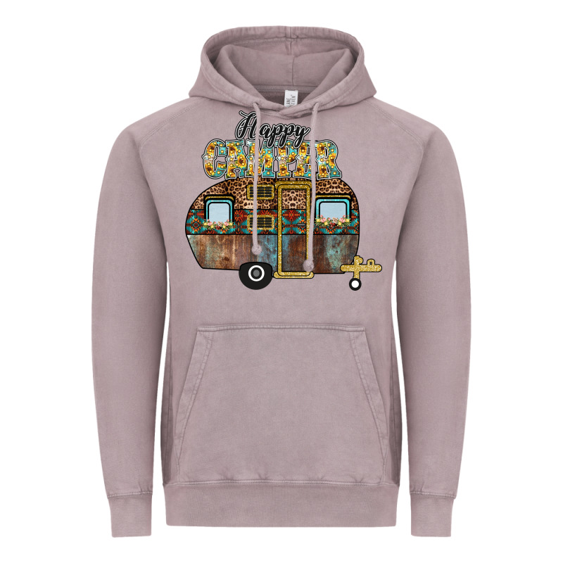 Happy Camper Vintage Hoodie by CowhideDigitalArt | Teevron