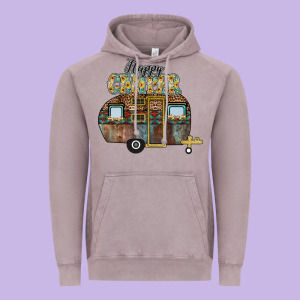 Happy Camper Vintage Hoodie Designed By Cowhidedigitalart
