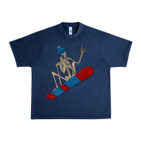 Navy skeleton snowboard Urban Heavy Tee - FaDigitalArtStudio