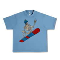Pebble Blue skeleton snowboard Urban Heavy Tee - FaDigitalArtStudio
