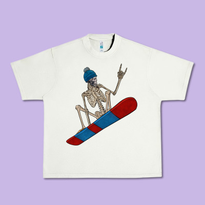 Skeleton Snowboard Urban Heavy Tee Designed By Fadigitalartstudio
