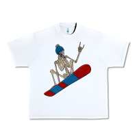 White skeleton snowboard Urban Heavy Tee - FaDigitalArtStudio