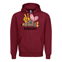Burgundy peace love headstent Zipper Hoodie - JahusDesignShop
