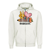 Oatmeal Heather peace love headstent Zipper Hoodie - JahusDesignShop