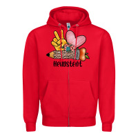 Red peace love headstent Zipper Hoodie - JahusDesignShop