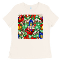 Christmas Coffee Cups Bell And Candy Cane With Leopard And Plaid Ladies Tee | Teevron