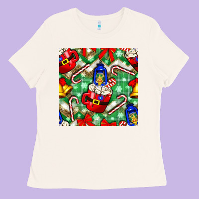Christmas Coffee Cups Bell And Candy Cane With Leopard And Plaid Ladies Tee Designed By Bundleandbundleshop