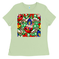 Matcha christmas coffee cups bell and candy cane with leopard and plaid Ladies Tee - BundleAndBundleShop