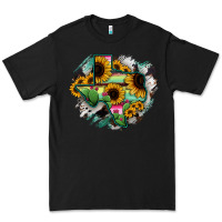 Black Texas Map Sunflower Cactus Serape Premium Tee - RanaPortraitStore