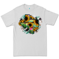 Dove Grey Texas Map Sunflower Cactus Serape Premium Tee - RanaPortraitStore