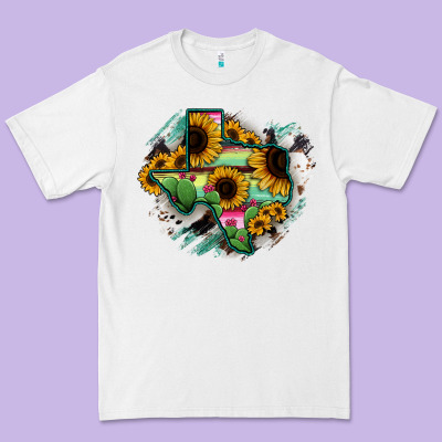 Texas Map Sunflower Cactus Serape Premium Tee Designed By Ranaportraitstore