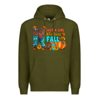 Army Green jusa a girl who loves fall Premium Hoodie - Artiststas
