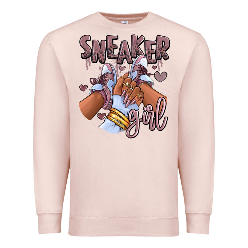Sky J Mauve Sneaker Girl Afro Woman Premium Sweatshirt by RanaPortraitStore | Teevron
