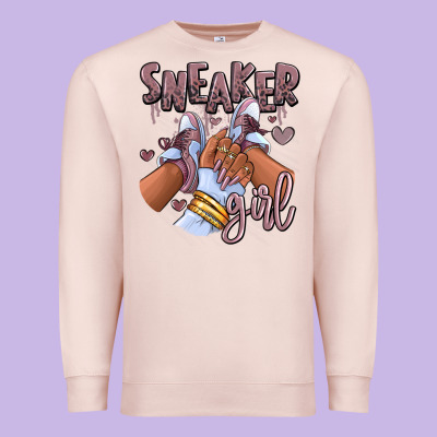 Sky J Mauve Sneaker Girl Afro Woman Premium Sweatshirt Designed By Ranaportraitstore