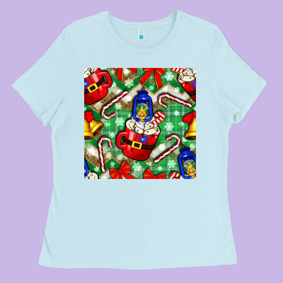 Christmas Coffee Cups Bell And Candy Cane With Leopard And Plaid Ladies Tee Designed By Bundleandbundleshop