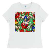 White christmas coffee cups bell and candy cane with leopard and plaid Ladies Tee - BundleAndBundleShop