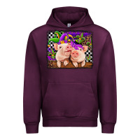 Mauve Wine mardi gras western leopard pigs Urban Hoodie - Jasminsmagicworld