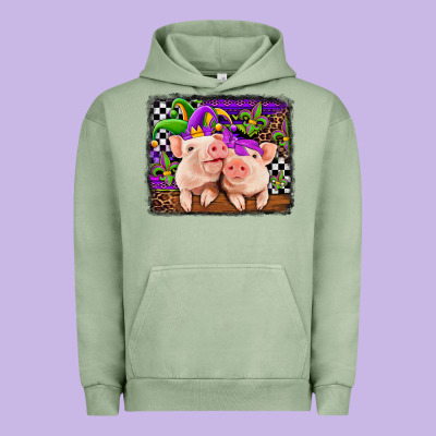 Mardi Gras Western Leopard Pigs Urban Hoodie Designed By Jasminsmagicworld