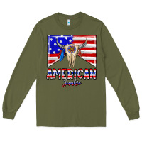 Army Green American junkie Long Sleeve Tee - CowhideDigitalArt