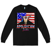 Black American junkie Long Sleeve Tee - CowhideDigitalArt
