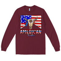 Burgundy American junkie Long Sleeve Tee - CowhideDigitalArt