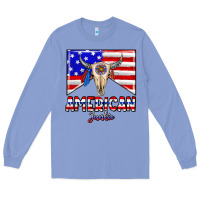 Colony Blue American junkie Long Sleeve Tee - CowhideDigitalArt