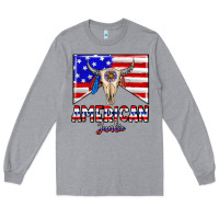 Heather Grey American junkie Long Sleeve Tee - CowhideDigitalArt