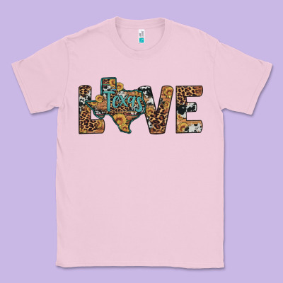 Love Texas Map Sunflower Leopard Cowhide Classic Tee Designed By Artiststas