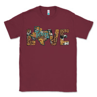 Burgundy love texas map sunflower leopard cowhide Classic Tee - Artiststas