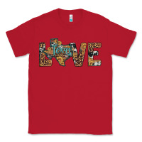 Red love texas map sunflower leopard cowhide Classic Tee - Artiststas