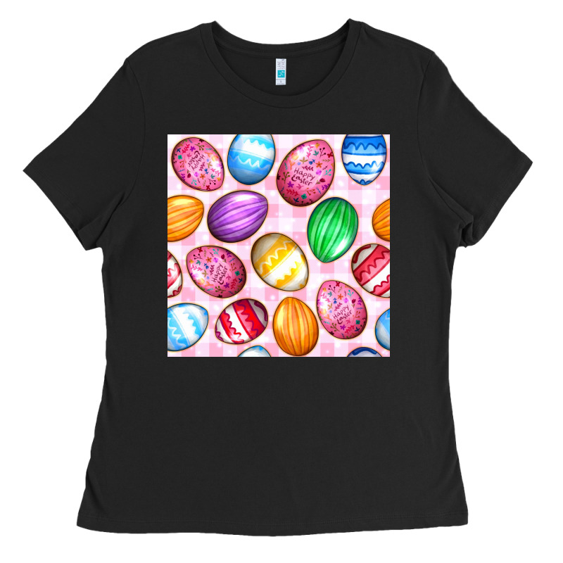 Easter Eggs Seamless Pattern Ladies Tee by BundleAndBundleShop | Teevron