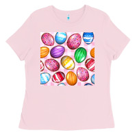 Bubblegum Pink Easter Eggs Seamless Pattern Ladies Tee - BundleAndBundleShop