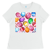 White Easter Eggs Seamless Pattern Ladies Tee - BundleAndBundleShop