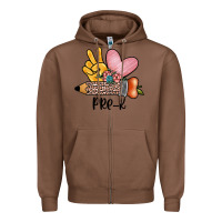 Chestnut peace love pre k Zipper Hoodie - JahusDesignShop