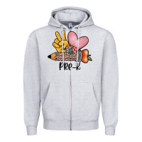 Heather Grey peace love pre k Zipper Hoodie - JahusDesignShop