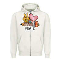 Oatmeal Heather peace love pre k Zipper Hoodie - JahusDesignShop