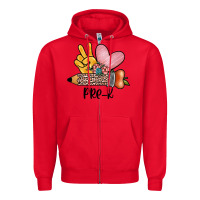Red peace love pre k Zipper Hoodie - JahusDesignShop