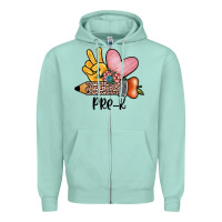 Seafoam peace love pre k Zipper Hoodie - JahusDesignShop