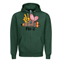 Sports Green peace love pre k Zipper Hoodie - JahusDesignShop
