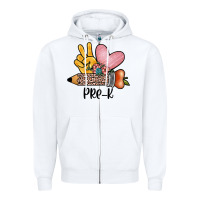 White peace love pre k Zipper Hoodie - JahusDesignShop