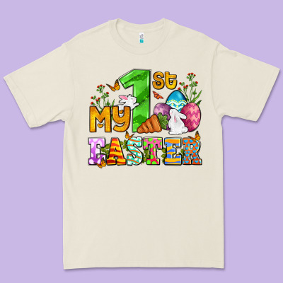 Easter Day My First Easter With Eggs And Rabbits Premium Tee Designed By Oliviacreatesart