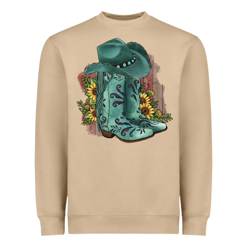 Turquoise Cowboy Boots Heavyweight Sweatshirt by JahusDesignShop | Teevron