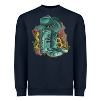 Navy Turquoise Cowboy Boots Heavyweight Sweatshirt - JahusDesignShop