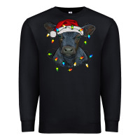 Black christmas baby black angus calf with lights Premium Sweatshirt - RanaPortraitStore