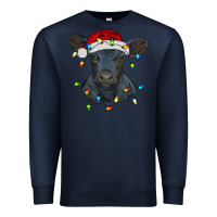 Navy christmas baby black angus calf with lights Premium Sweatshirt - RanaPortraitStore